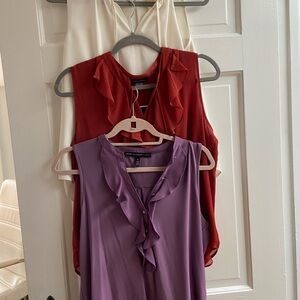 Designer Ruffled Sleeveless Blouses - Cream, Rust Orange and Purple